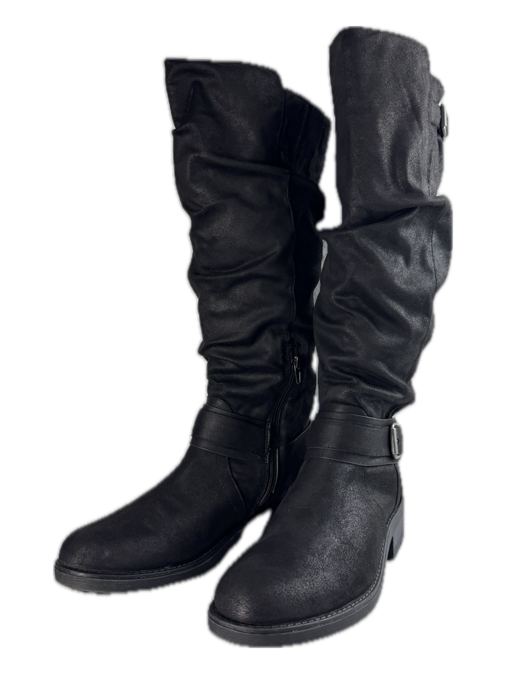 Carlos by Carlos Santana Sabina Boots • Tall Black Moto Boots • Pull On